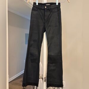 DL1961 Bridget Boot High Rise Instasculpt Crop Black Coated Jeans Size 24